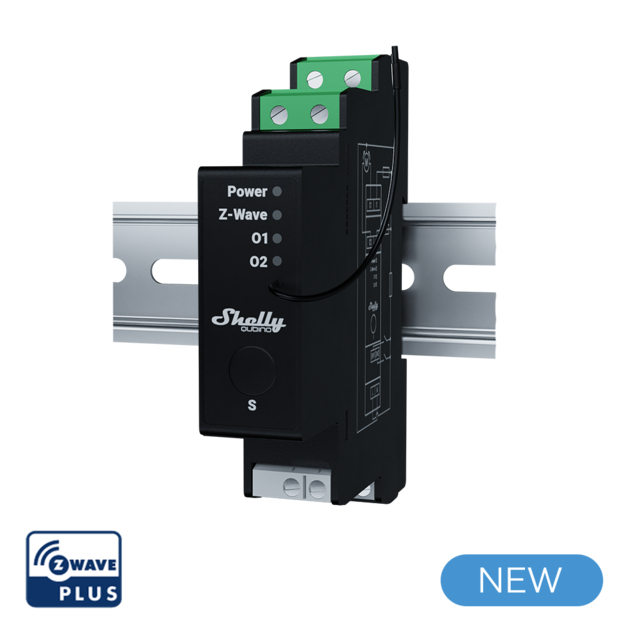 Shelly - DIN Rail - \"Wave Pro Shutter\" - Relay - Shutter actuator - Z-Wave