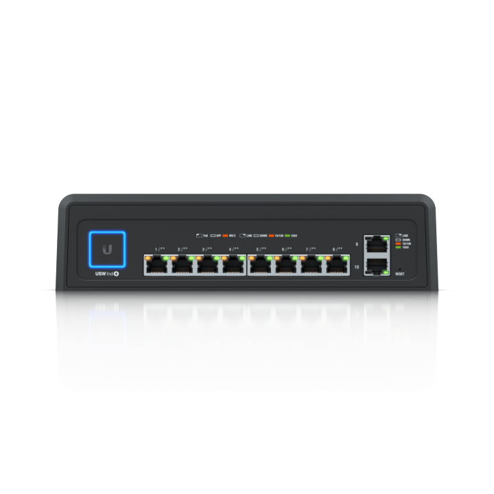 Ubiquiti UniFi Industrial / 10 Port / 450 W / 8xPoE++ / 2xRJ45 Gigabit / Sans ventilateur / Switch USW-Industrial