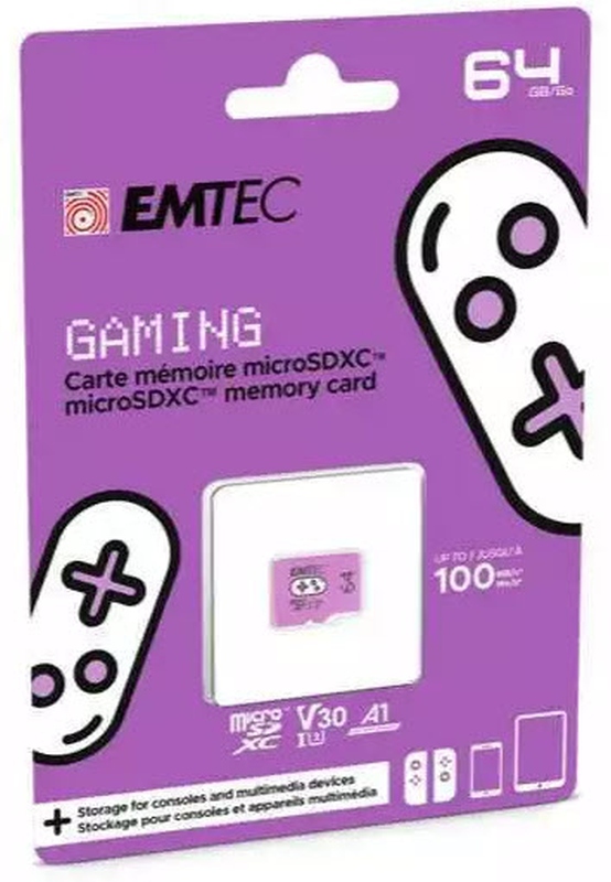 Flash SecureDigitalCard (SD)  64GB *EMTEC* Gaming microSDXC + Adapter CL10 + UHS-3 v30 Violett 100MB/s Blister