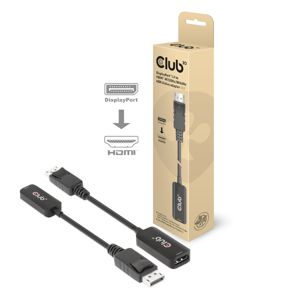 Adapter DisplayPort 1.4 => HDMI *Club 3D* 4K120Hz/8K60Hz HDR aktiv