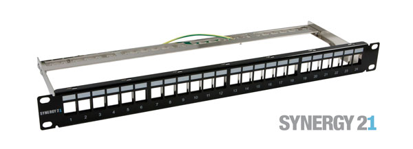 Keystone,Modulträger, 19\"Patchpanel für 24xTP-Modul,  1HE(t152mm), Schwarz, Synergy 21,