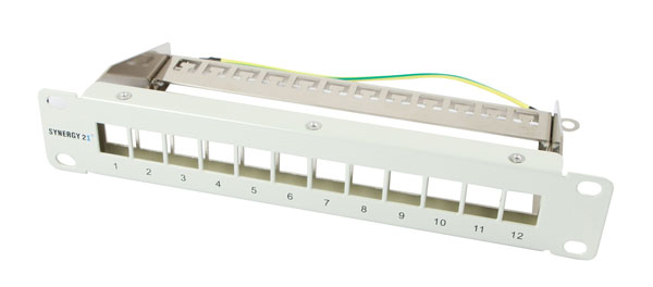 Keystone, Modulträger, 10\"Patchpanel für 12xTP-Modul, 1HE, Lichtgrau, Synergy 21,