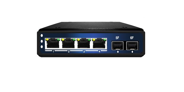 ALLNET Switch industrial unmanaged Layer2 6 Port GbE • 4x GbE • 2x SFP • Fanless • IP40 • ALL-SGI8104v2