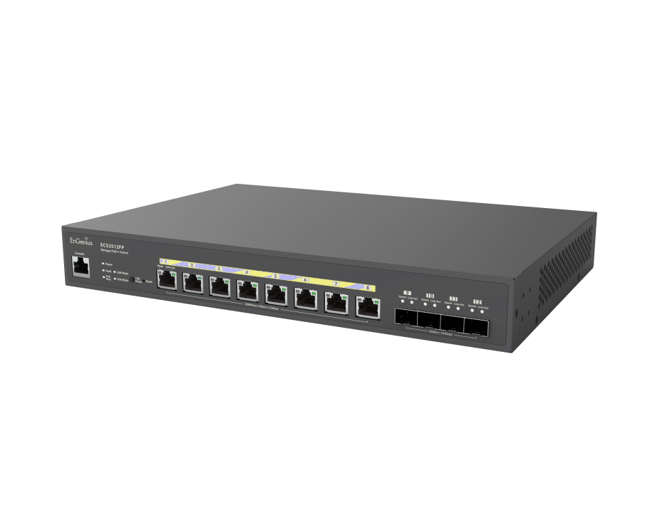 EnGenius Switch full managed Layer2+ 12 Port • 8x 2.5 GbE • PoE Budget 240W • 8x PoE bt • 4x SFP+ • 13\" • ECS2512FP • EnGenius Cloud