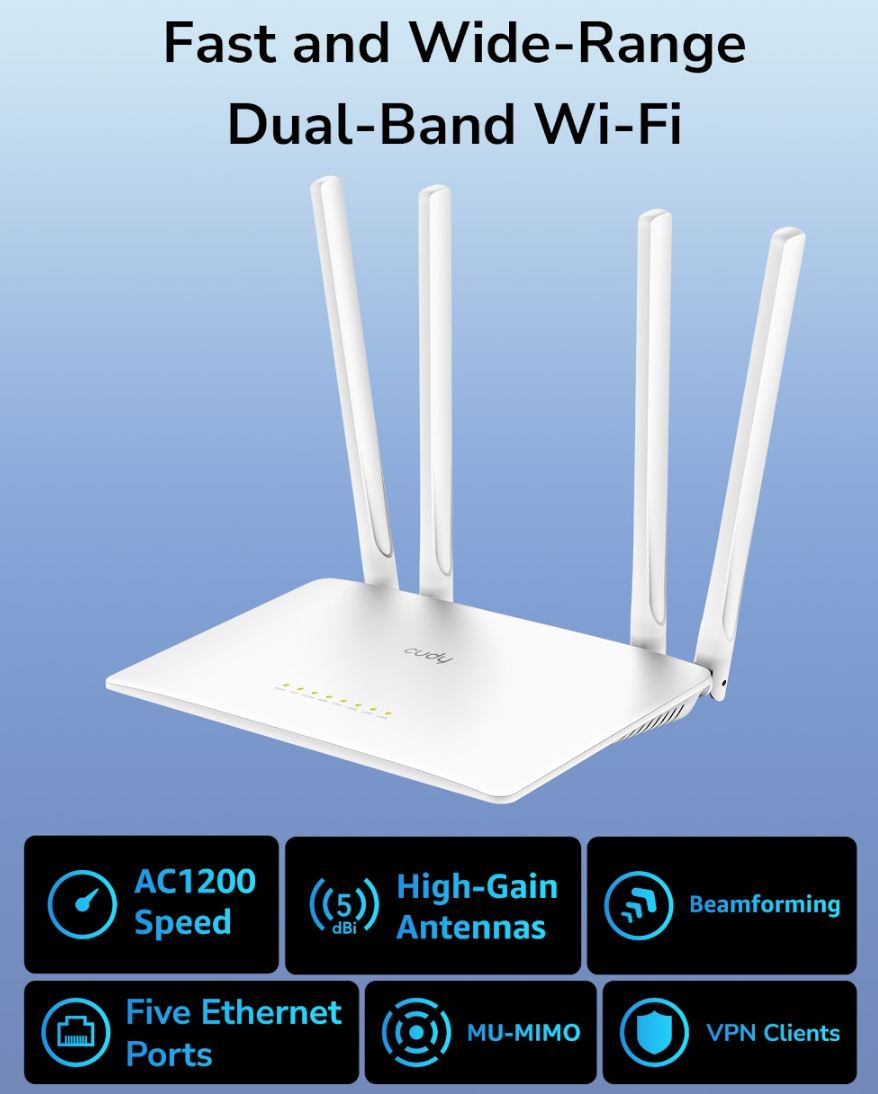 Cudy AC1200 Wi-Fi Router, WR1200E