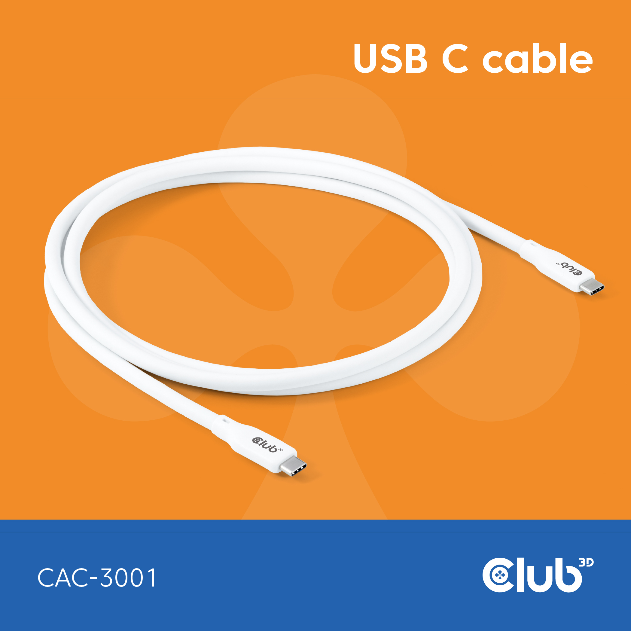 Kabel USB, C(St) => C(St),  2.0m, USB3.1, *Club3D* - Lifestyle *weiß*