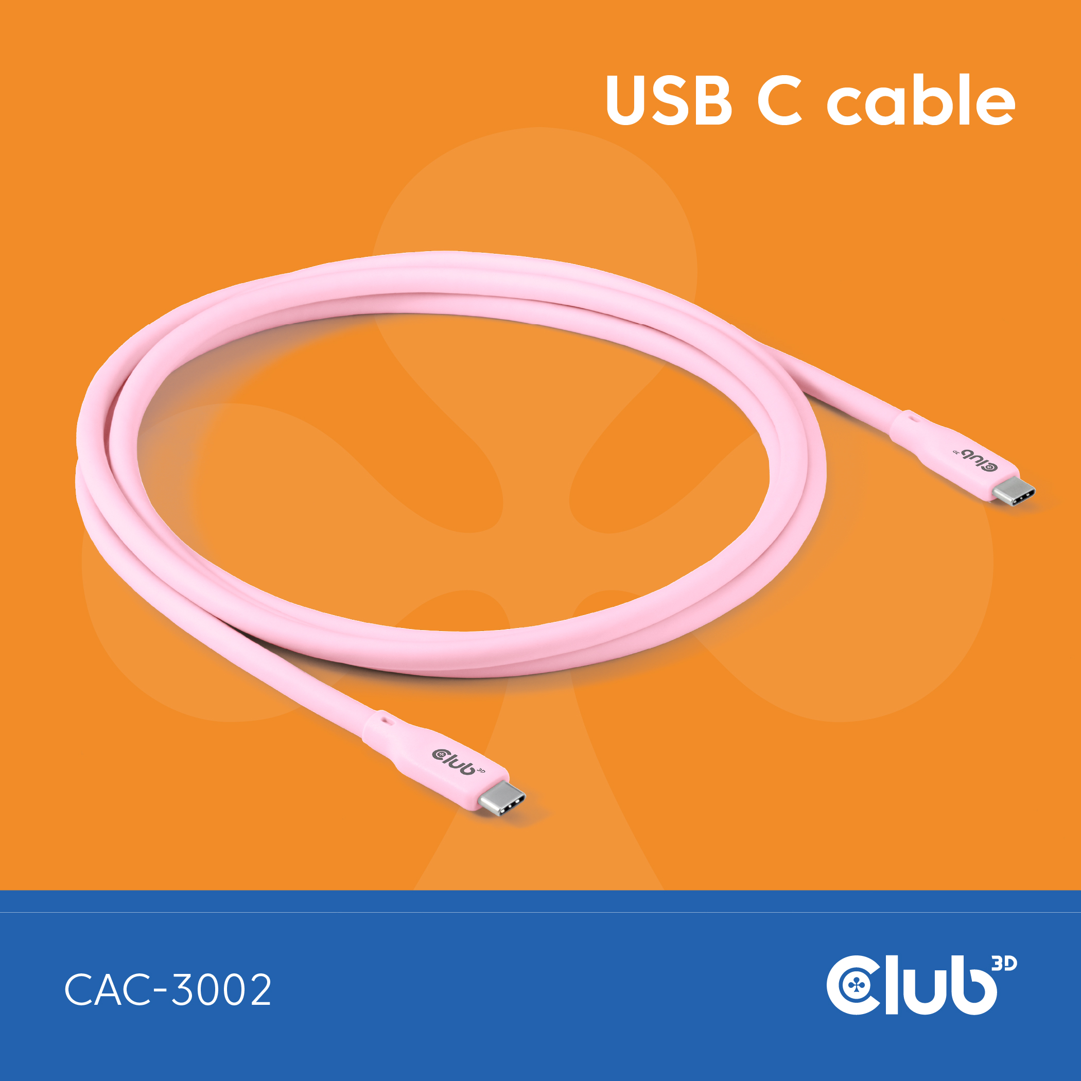 Kabel USB, C(St) => C(St),  2.0m, USB3.1, *Club3D* - Lifestyle *Pink*