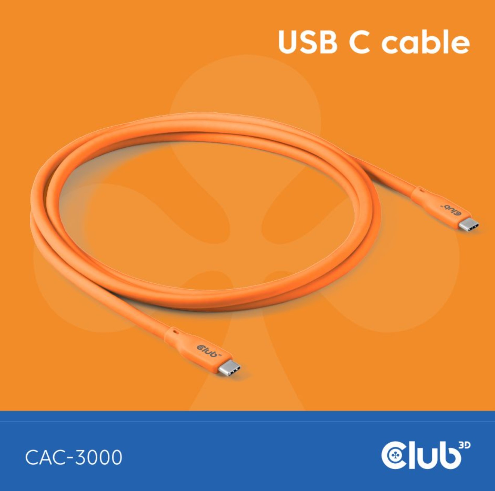 Kabel USB, C(St) => C(St),  2.0m, USB3.1, *Club3D* - Lifestyle *orange*