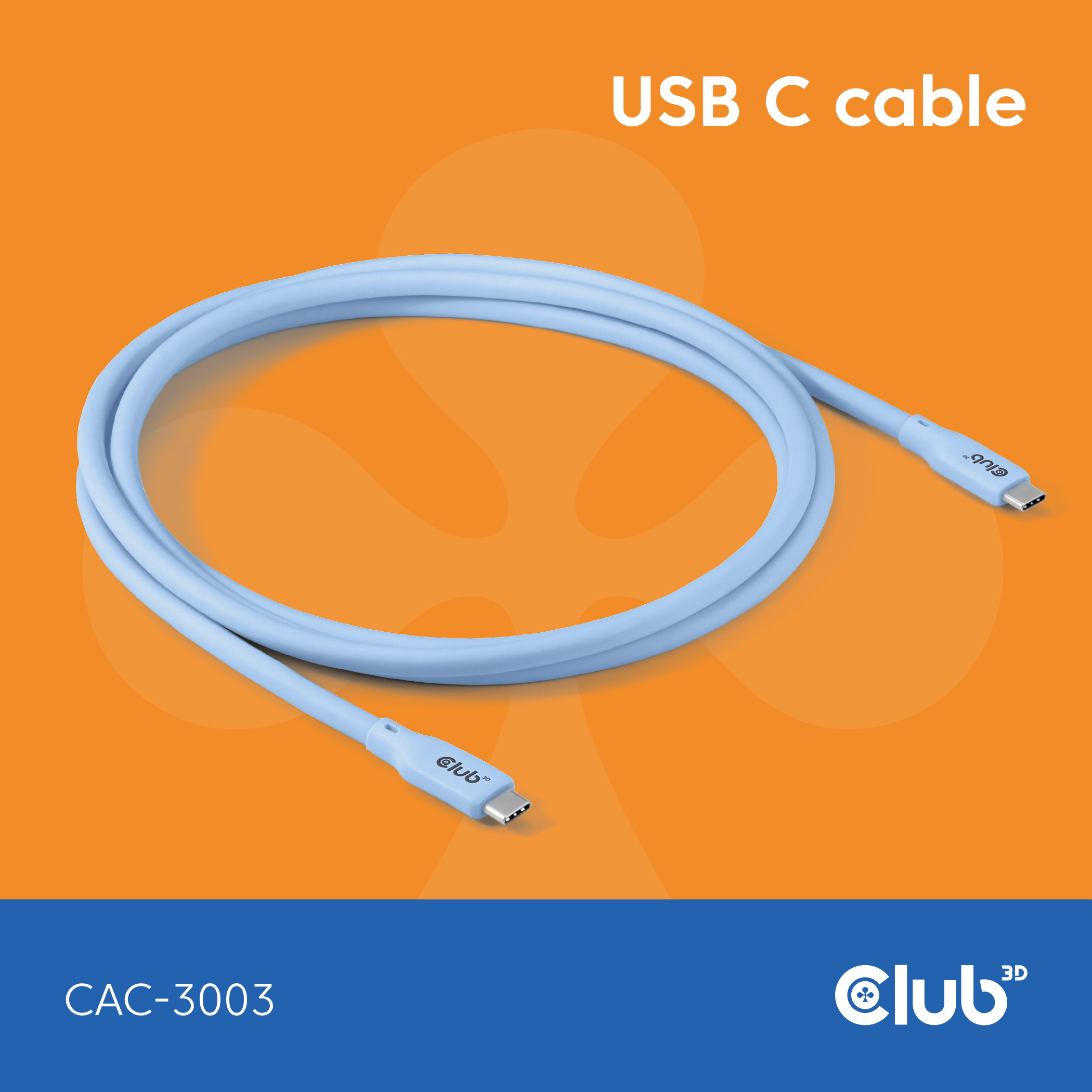 Kabel USB, C(St) => C(St),  2.0m, USB3.1, *Club3D* - Lifestyle *Blau*