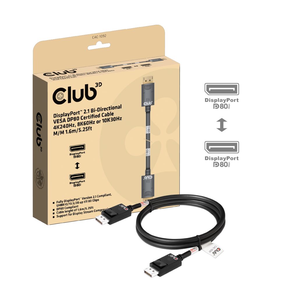 Kabel Video DisplayPort ST/ST  1,6m *Club3D*10K60Hz Premium