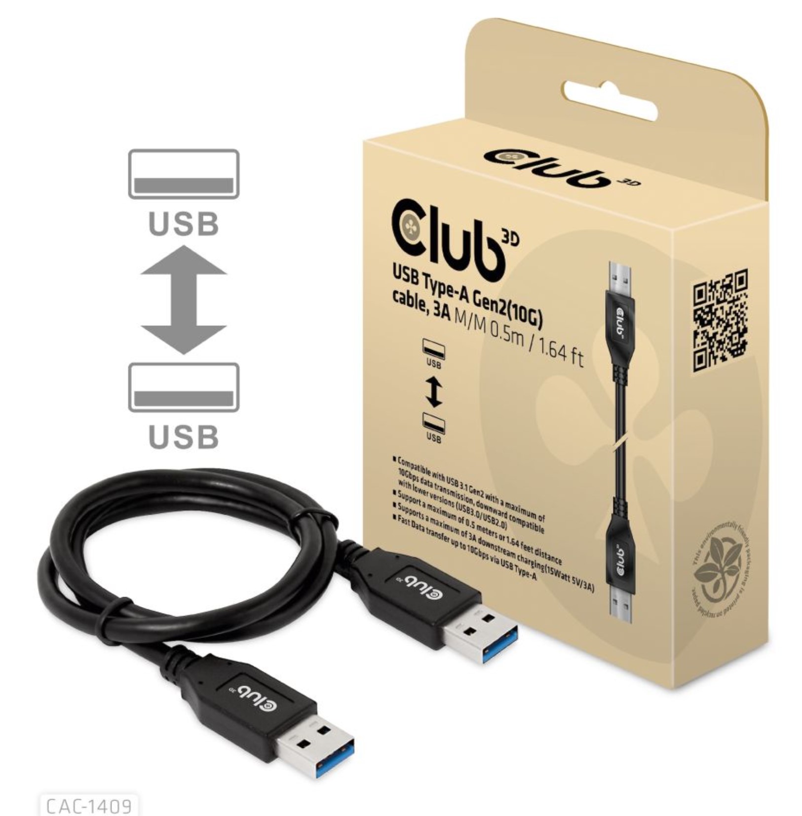 Kabel USB 3.1 A (St) => A (St) 0,5m *Club3D*