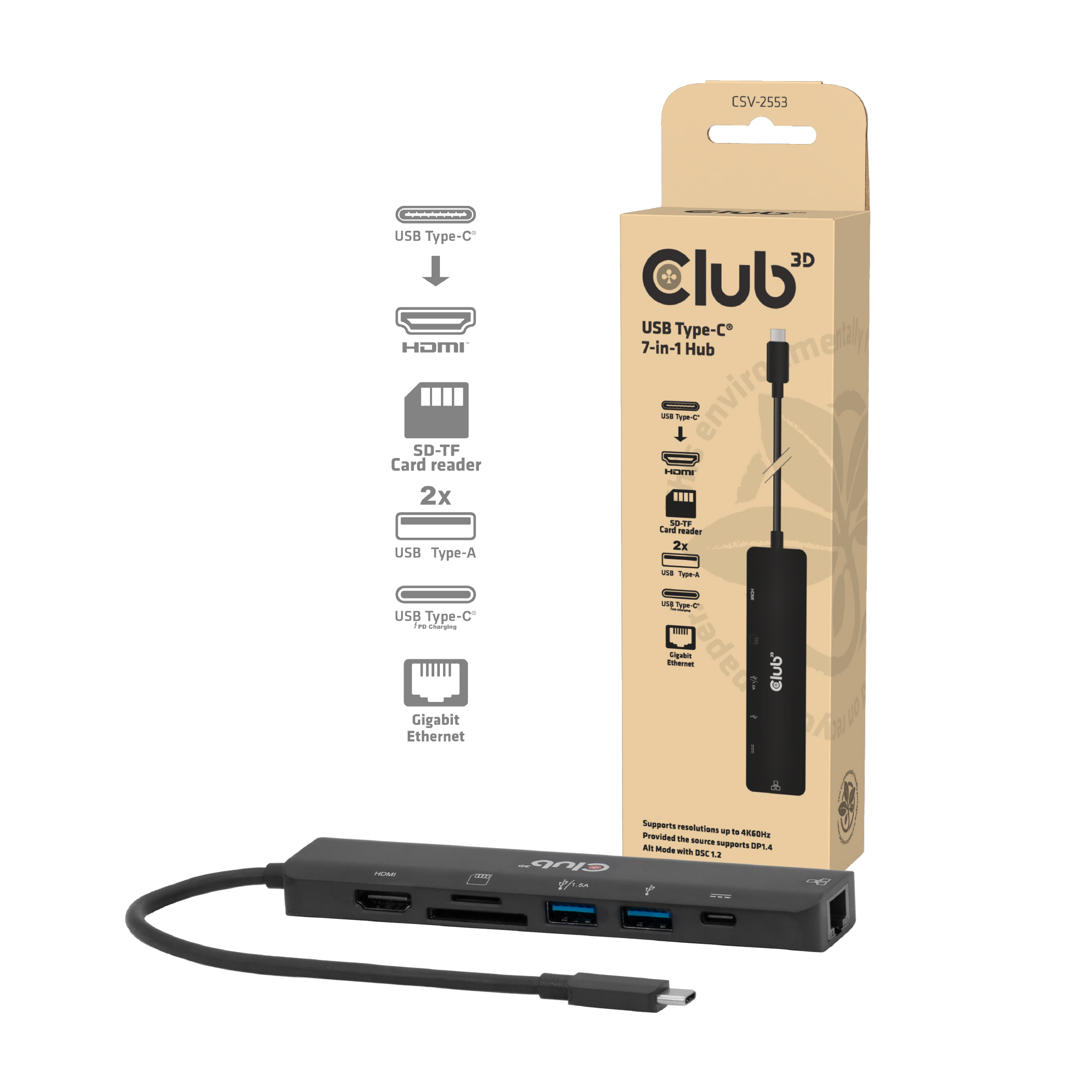 Club 3D Dockingstation - 7 in 1 Hub USB-C *Club 3D*